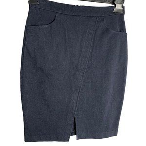 Mercy Micro Corduroy Mini Pencil Skirt S Blue Pockets Lined Ziper Flat Front